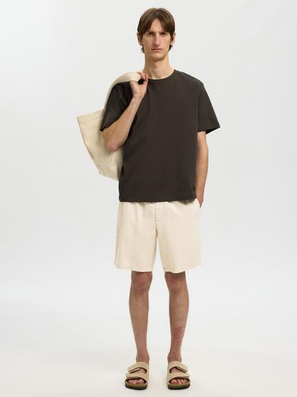 Selected Harvey Linen Cotton Blend Shorts, Birch, Birch
