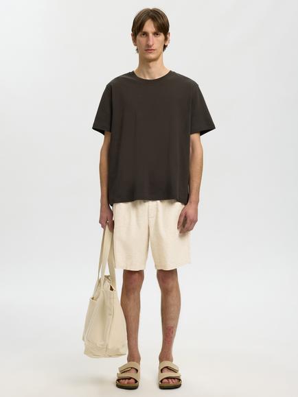 Selected Harvey Linen Cotton Blend Shorts, Birch - view 2, Birch