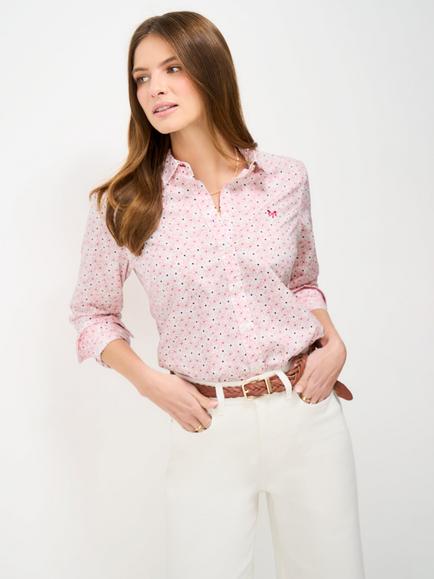 Crew Clothing Lulworth Floral Shirt, Raspberry/White, Raspberry/White