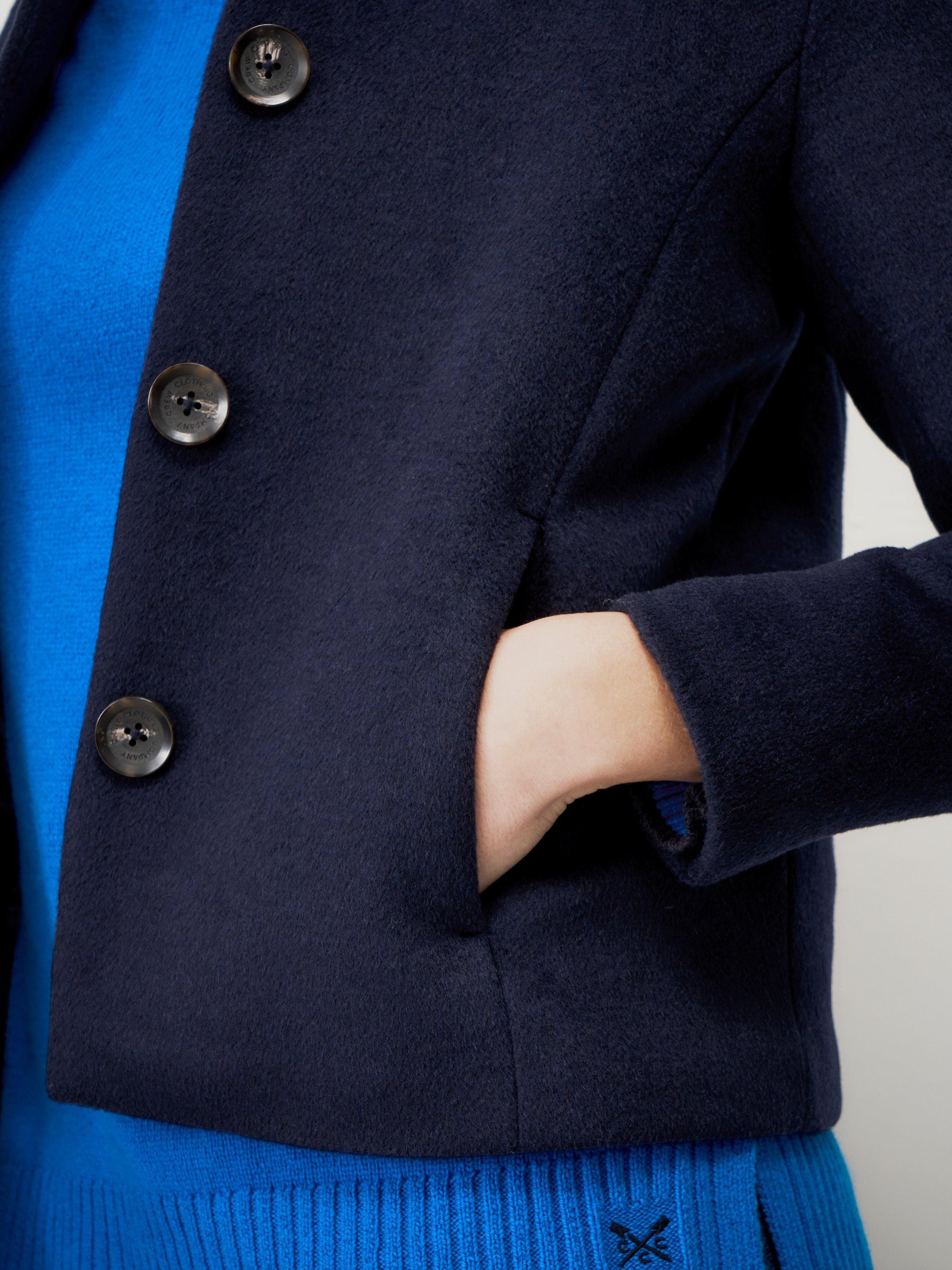 Product image 4 of 5, which shows Crew Clothing Wool Blend Short Jacket, Navy, 10