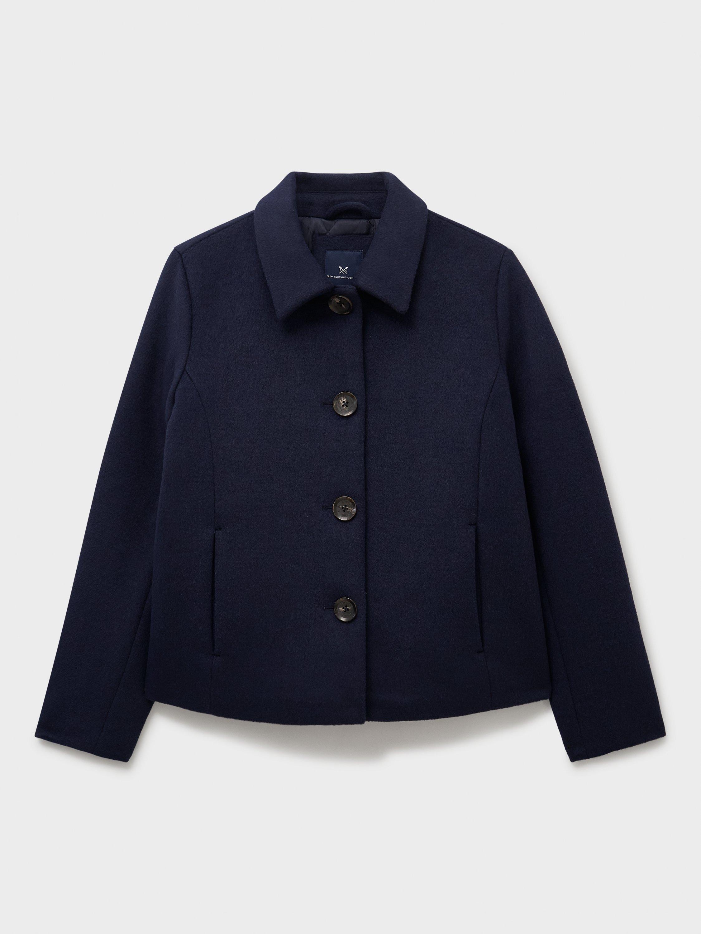 Product image 5 of 5, which shows Crew Clothing Wool Blend Short Jacket, Navy, 10