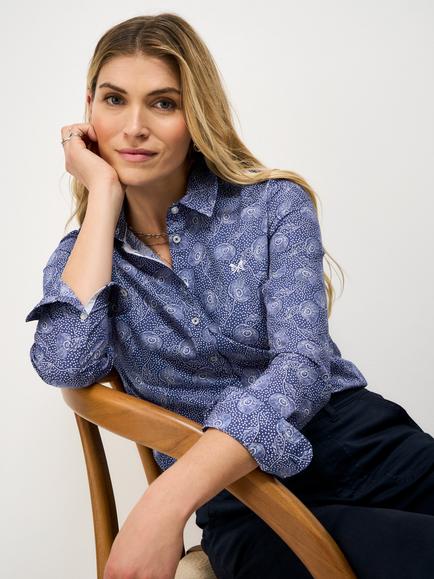 Crew Clothing Lulworth Floral Shirt, Navy/White - view 2, Navy/White
