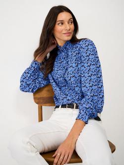 Crew Clothing Harmony Floral Frill Top, Dark Blue, Dark Blue
