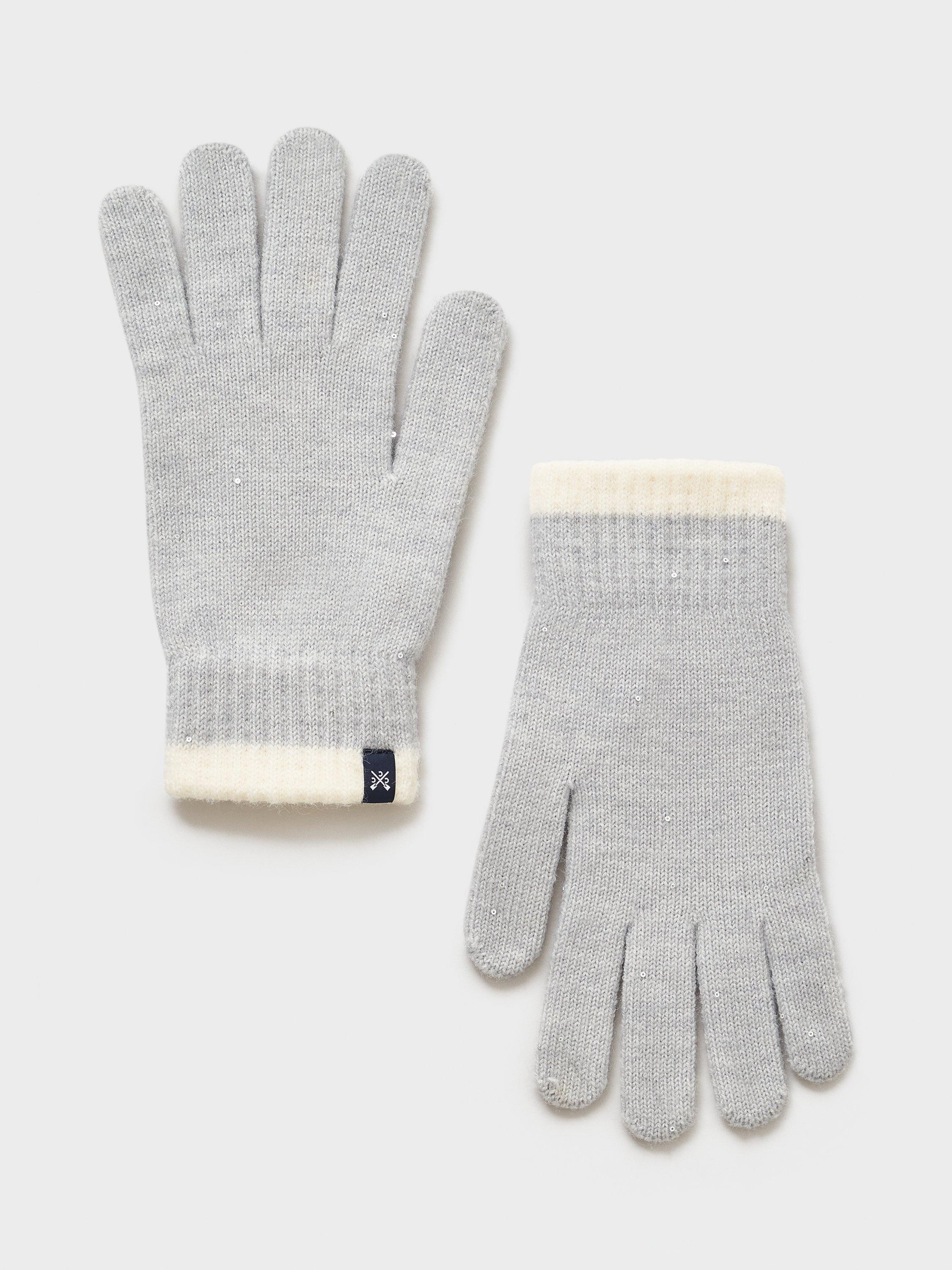 Product image 1 of 2, which shows Crew Clothing Glitterball Star Gloves, Ivory White, One Size