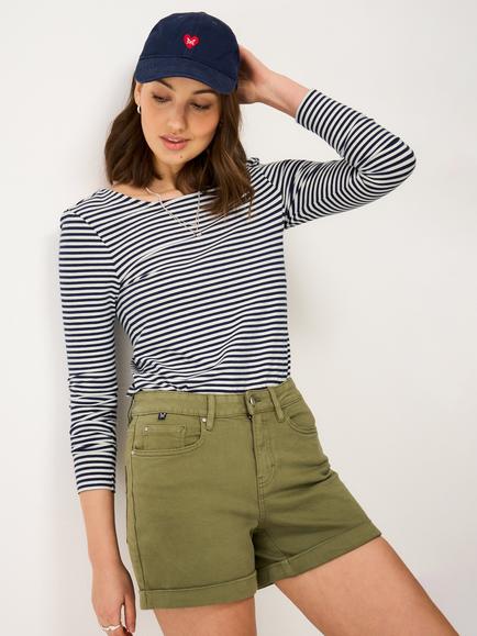 Crew Clothing Scoop Back Stripe Top, Navy/White, Navy/White
