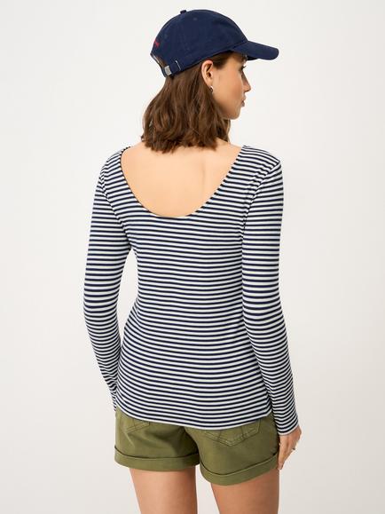Crew Clothing Scoop Back Stripe Top, Navy/White - view 2, Navy/White