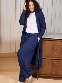 Live Unlimited Curve Ribbed Longline Cardigan, Blue - view 2, Blue