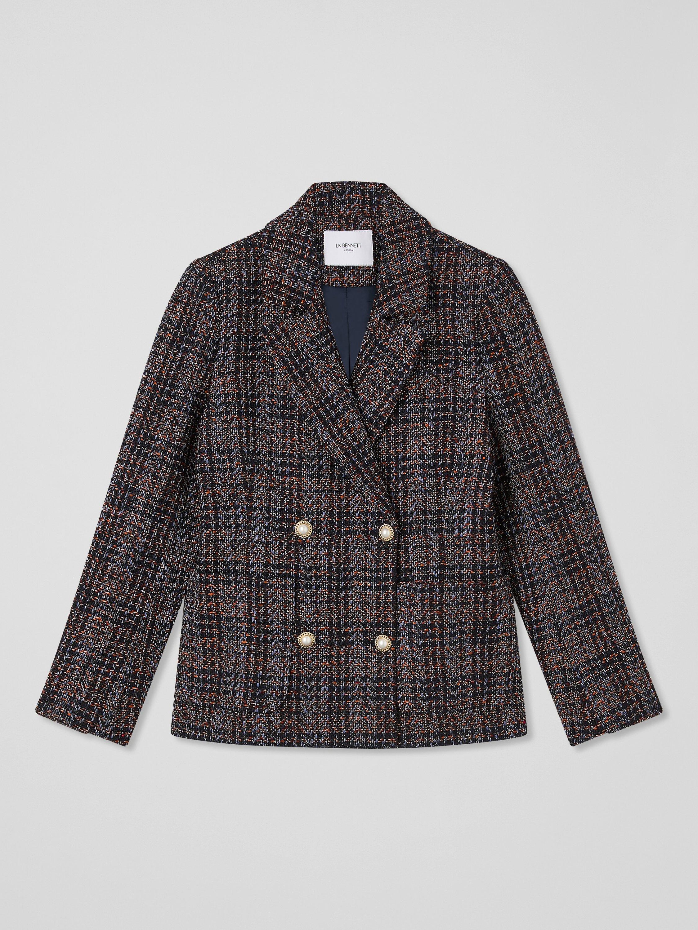 Product image 3 of 3, which shows L.K.Bennett Alba Check Jacket, Navy/Multi, 6