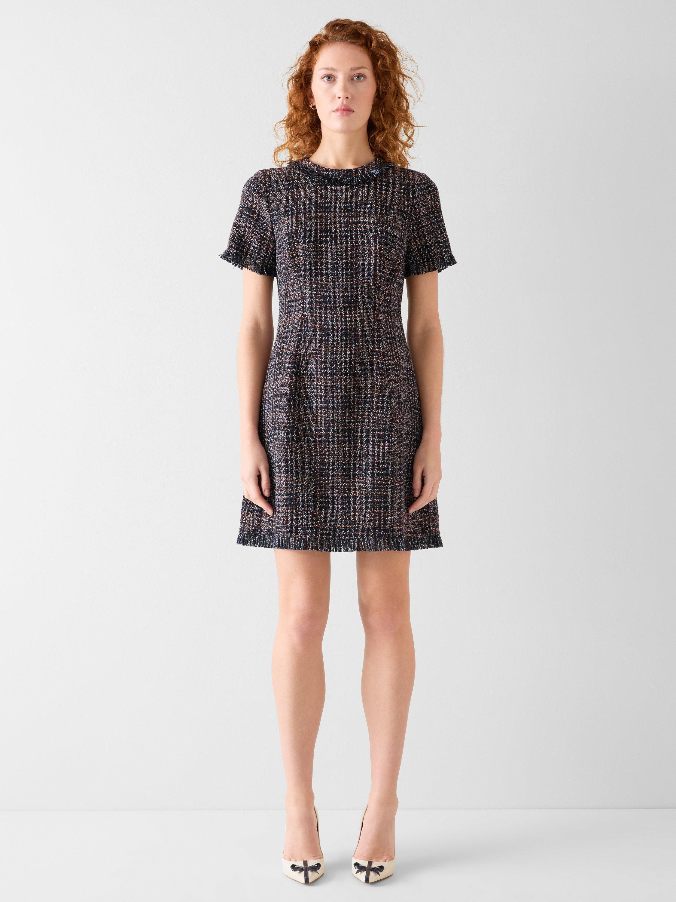 Product image 2 of 4, which shows L.K.Bennett Alba Tweed Mini Dress, Navy, 6