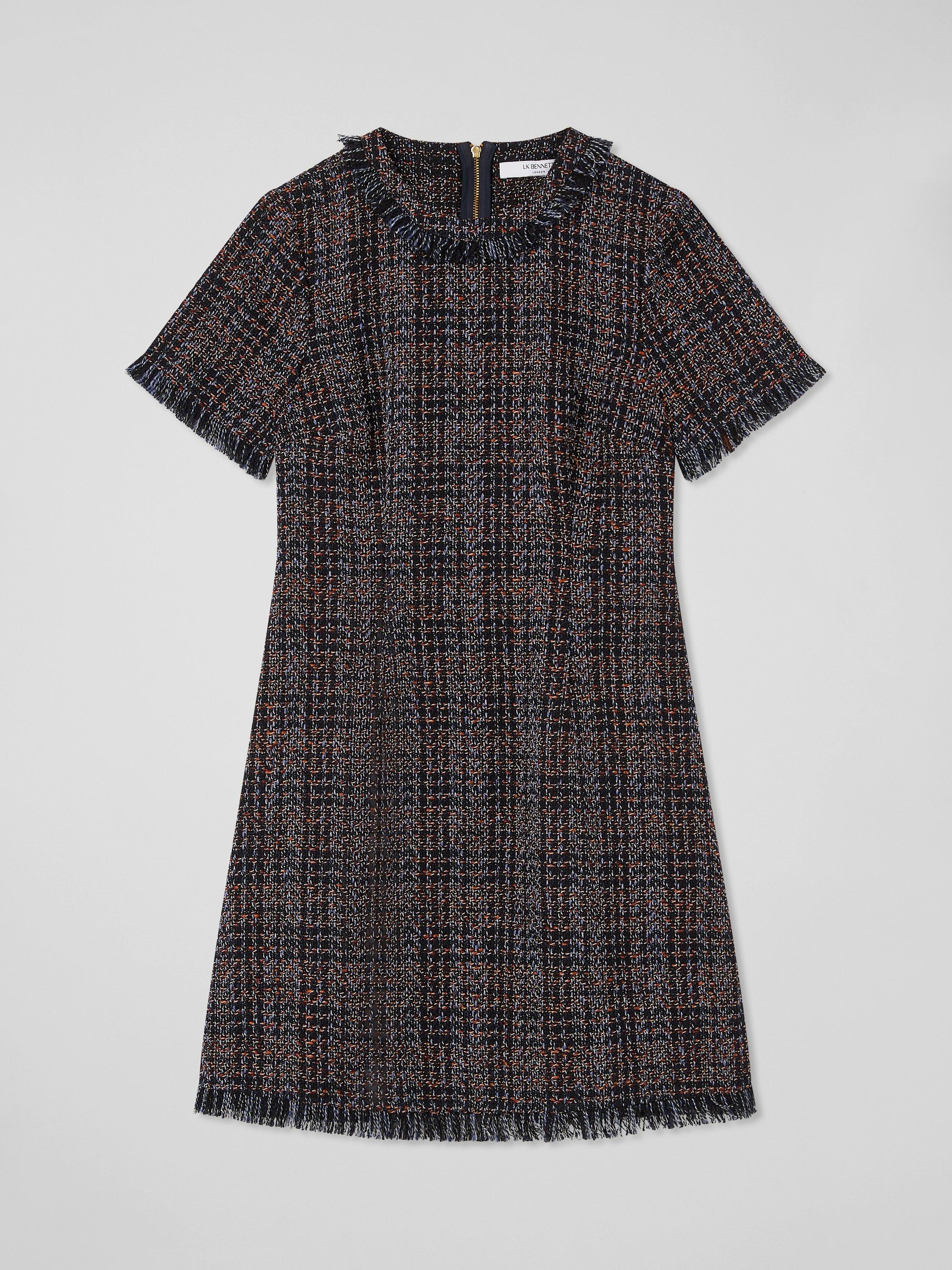Product image 4 of 4, which shows L.K.Bennett Alba Tweed Mini Dress, Navy, 6