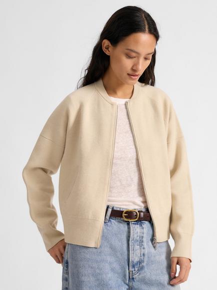 Albaray Knitted Bomber Jacket, Neutral, Neutral