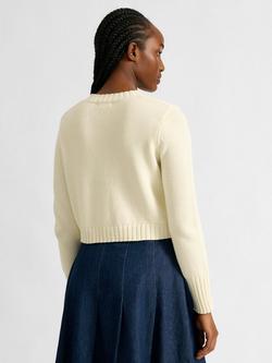 Albaray Cropped Horn Effect Button Cardigan, Cream - view 2, Cream