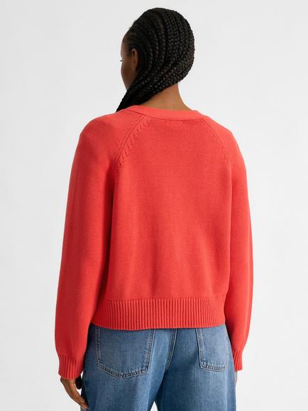 Albaray V-Neck Patch Pocket Cardigan, Orange - view 2, Orange