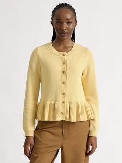 Albaray Ribbed Peplum Hem Cardigan, Butter Yellow, Butter Yellow