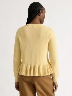Albaray Ribbed Peplum Hem Cardigan, Butter Yellow - view 2, Butter Yellow