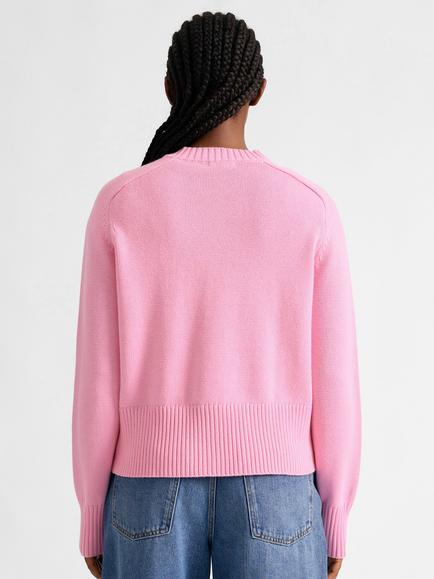 Albaray Crew Neck Horn Effect Button Cardigan, Pink - view 2, Pink