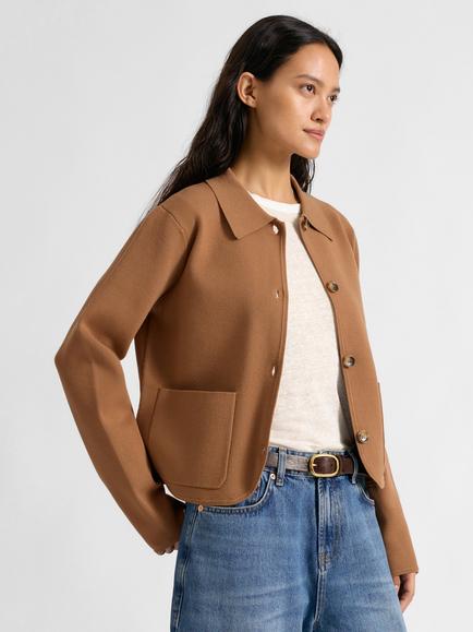 Albaray Compact Knit Jacket, Tan, Tan