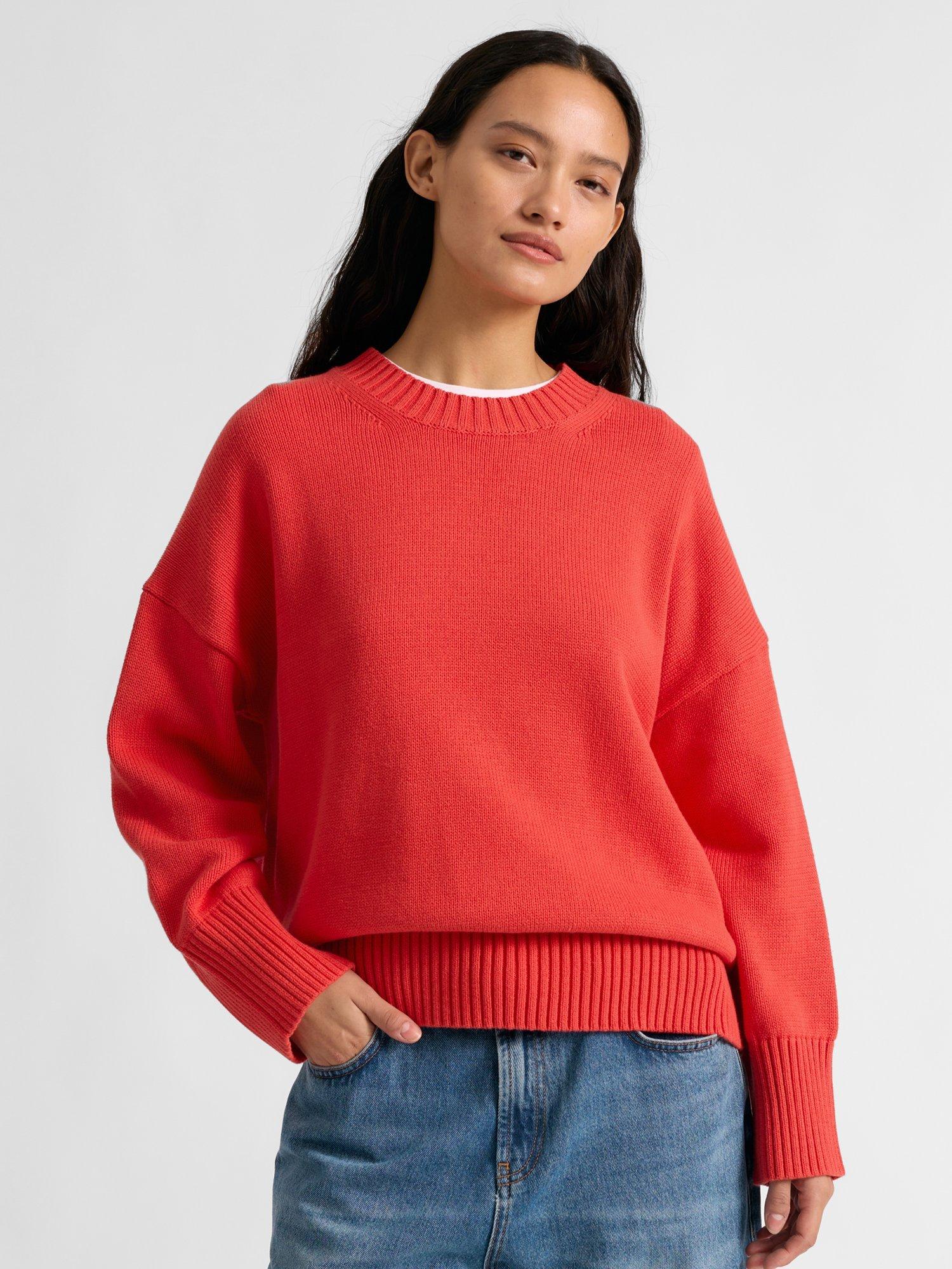 Product image 1 of 5, which shows Albaray Crew Neck Relaxed Fit Jumper, Orange, 8
