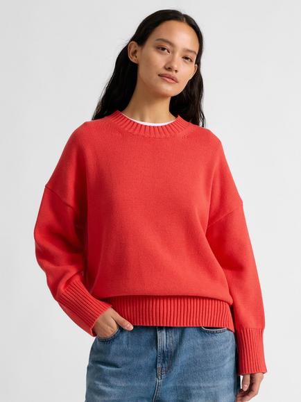 Albaray Crew Neck Relaxed Fit Jumper, Orange, Orange