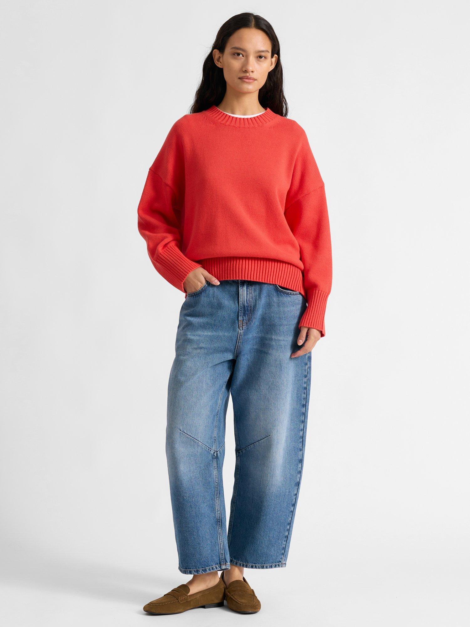 Product image 5 of 5, which shows Albaray Crew Neck Relaxed Fit Jumper, Orange, 8