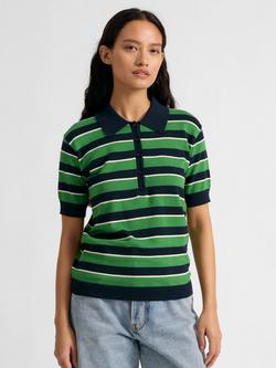 Albaray Stripe Polo Shirt, Green/Navy, Green/Navy