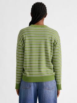 Albaray Crew Neck Stripe Jumper, Green/Multi - view 2, Green/Multi