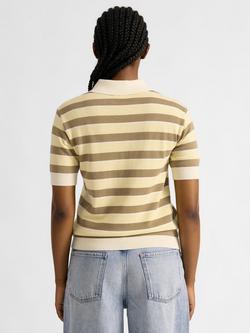 Albaray Stripe Polo Shirt, Lemon/Camel - view 2, Lemon/Camel
