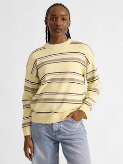 Albaray Crew Neck Stripe Jumper, Lemon/Multi, Lemon/Multi