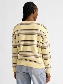 Albaray Crew Neck Stripe Jumper, Lemon/Multi - view 2, Lemon/Multi