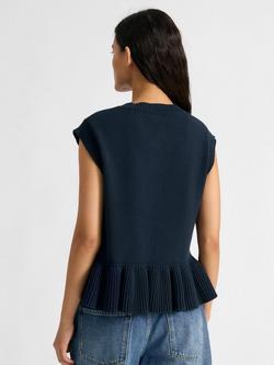 Albaray Ribbed Peplum Hem Tank Top, Navy - view 2, Navy