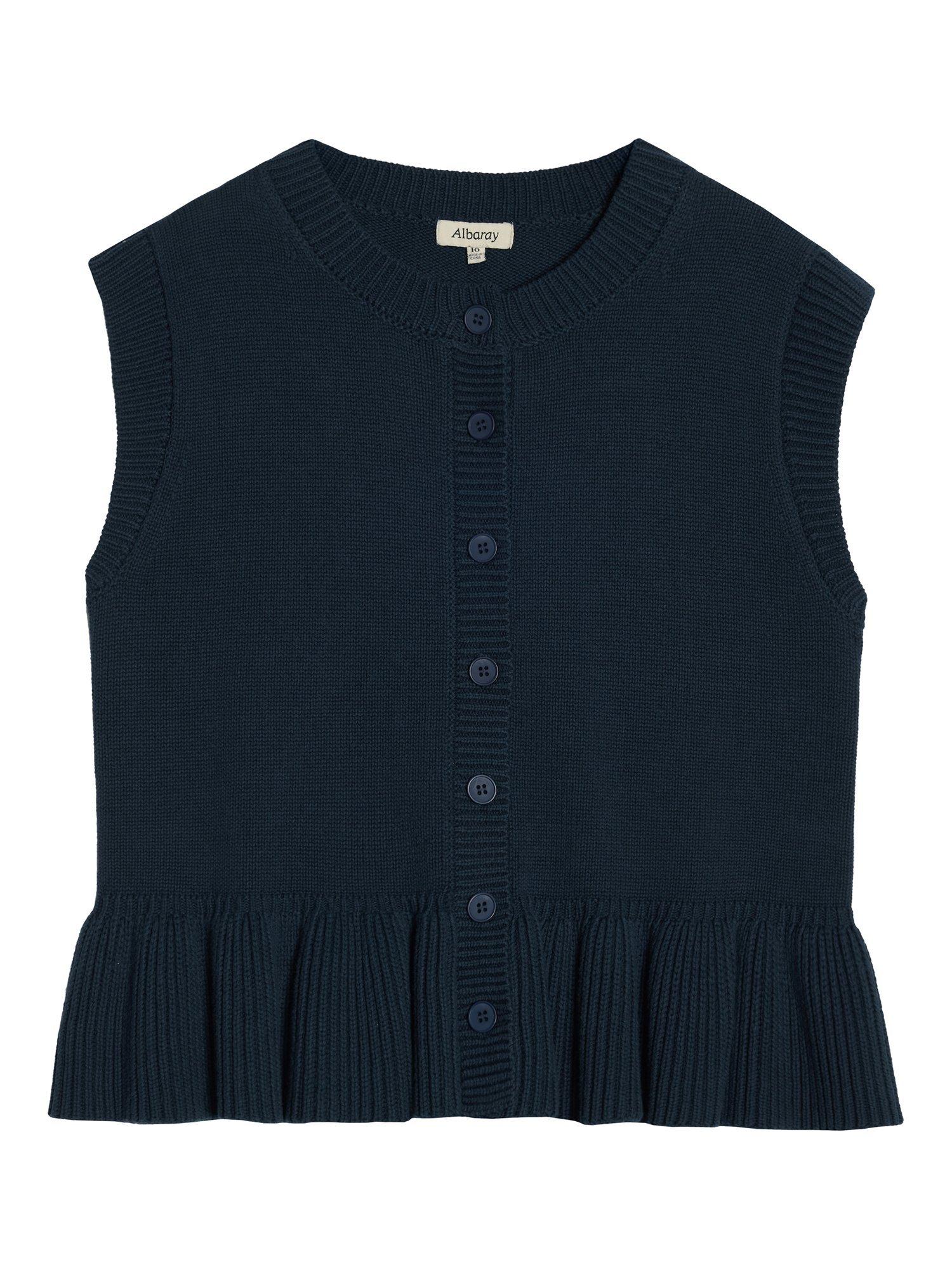 Product image 4 of 5, which shows Albaray Ribbed Peplum Hem Tank Top, Navy, 8