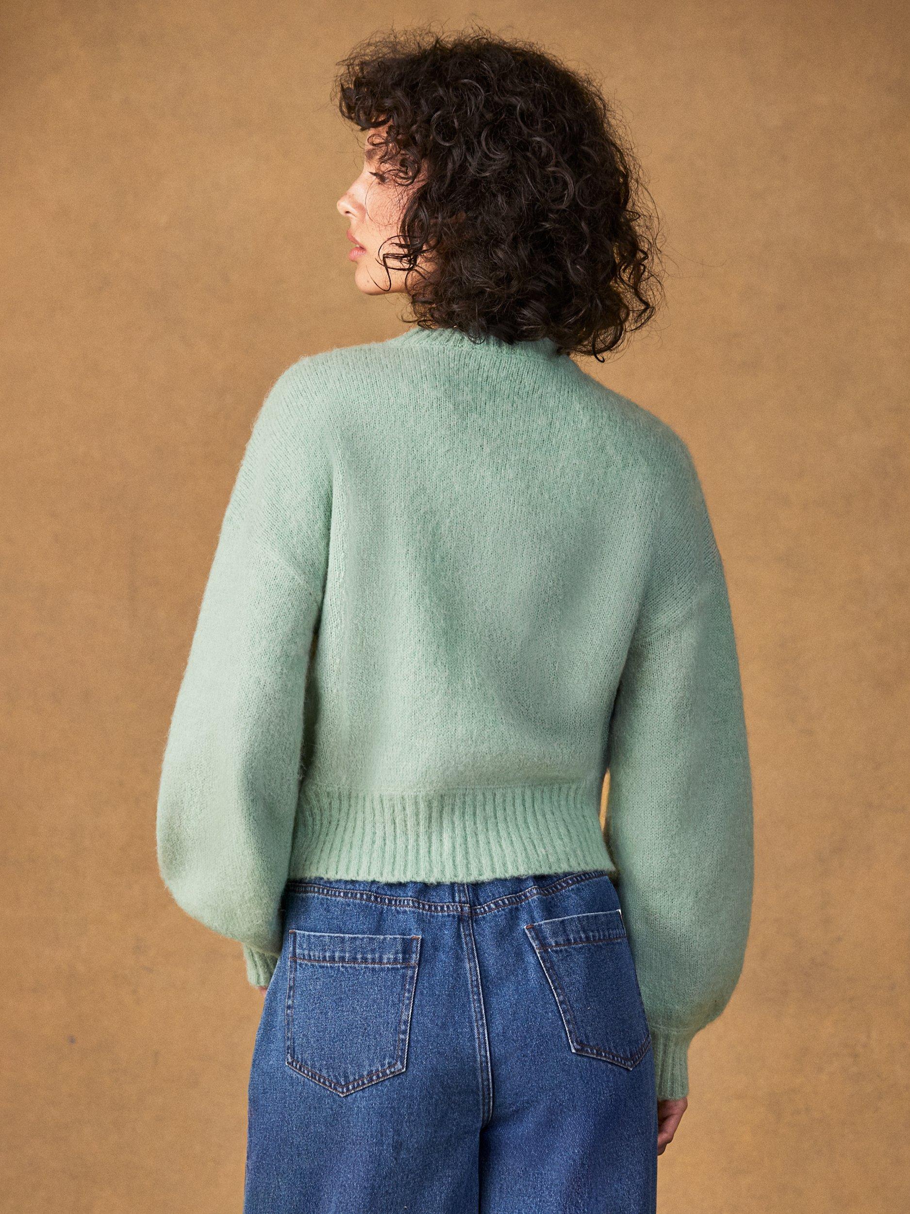 Product image 6 of 6, which shows Ro&Zo Crew Neck Cropped Jumper, Green, XS