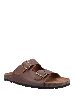 Hush Puppies Nash Leather Sliders, Brown - view 2, Brown