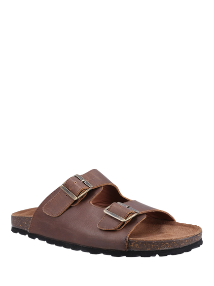Hush Puppies Nash Leather Sliders, Brown - view 2, Brown