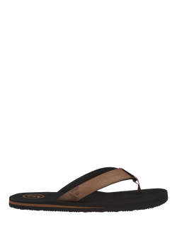 FoamLife Seales Vegan Leather Flip Flops, Black/Brown, Black/Brown