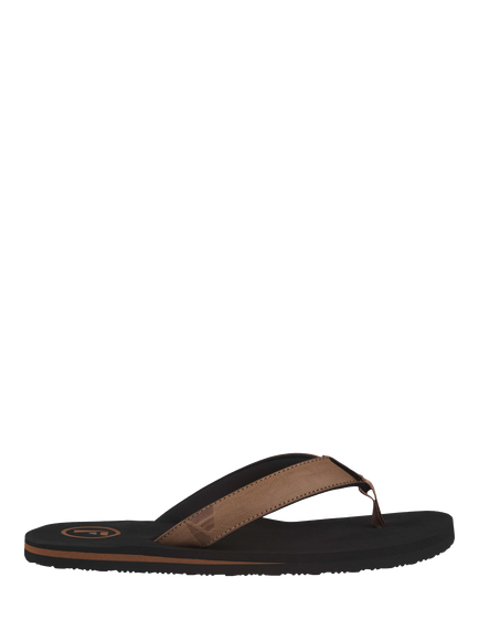 FoamLife Seales Vegan Leather Flip Flops, Black/Brown, Black/Brown