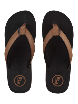 FoamLife Seales Vegan Leather Flip Flops, Black/Brown - view 2, Black/Brown