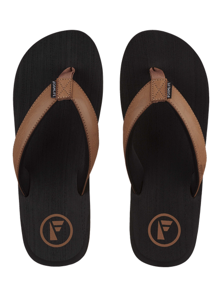 FoamLife Seales Vegan Leather Flip Flops, Black/Brown - view 2, Black/Brown