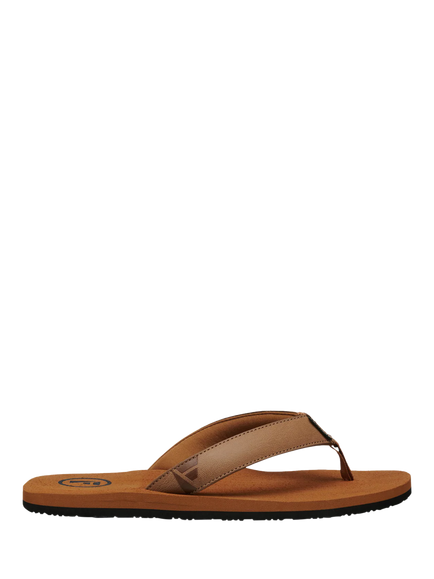 FoamLife Seales Vegan Leather Flip Flops, Tan/Black, Tan/Black
