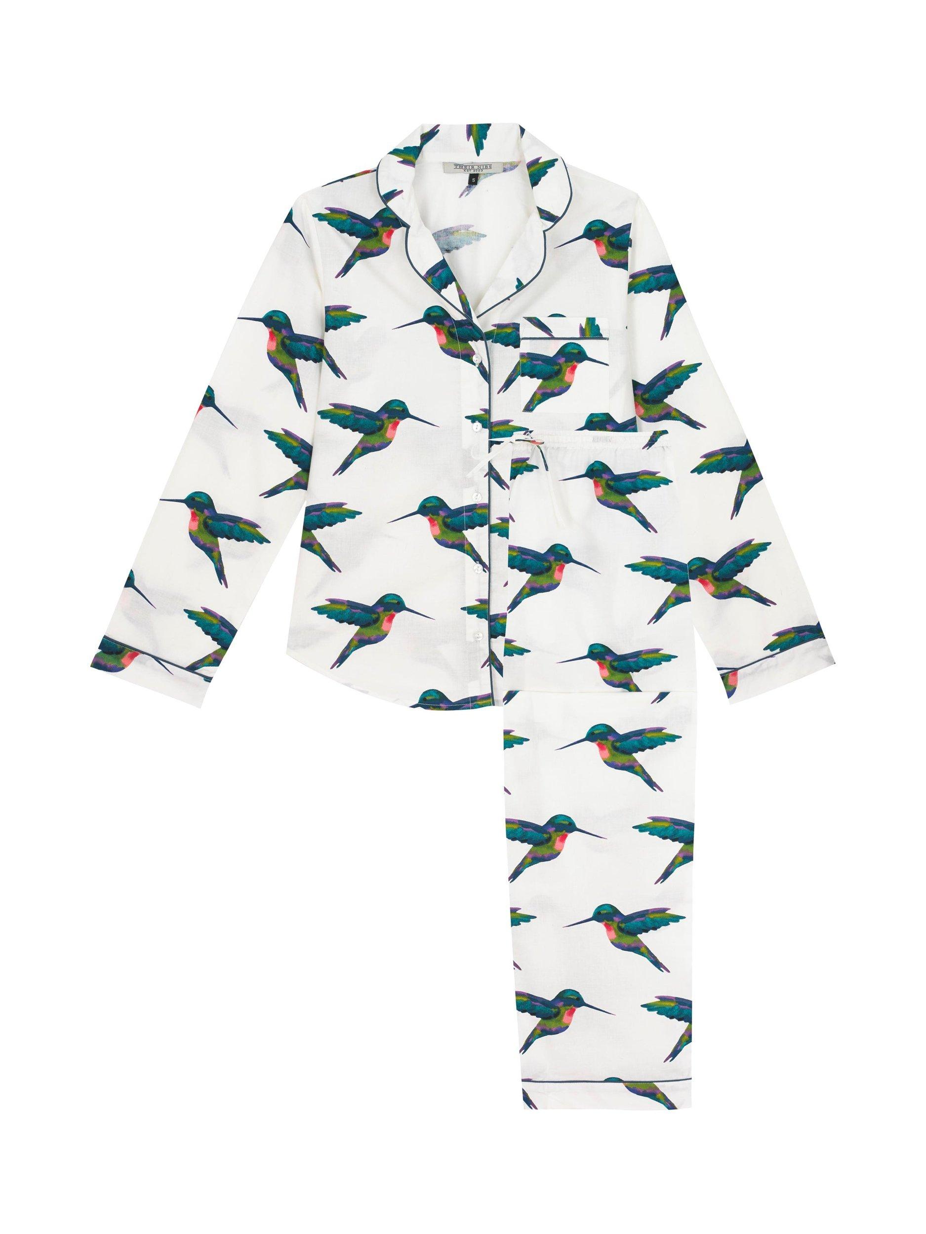Product image 4 of 4, which shows Their Nibs Kids' Cotton Kingfisher Pyjama Set, White, 2-3 years