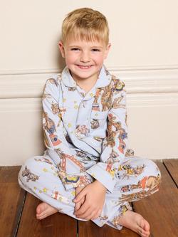 Their Nibs Kids' Cotton Long Sleeved Printed Pyjama Set, Light Blue - view 2, Light Blue