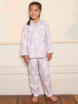 Their Nibs Kids' Cotton Long Sleeved Printed Pyjama Set, Pink, Pink