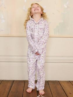 Their Nibs Kids' Cotton Long Sleeved Printed Pyjama Set, Pink - view 2, Pink