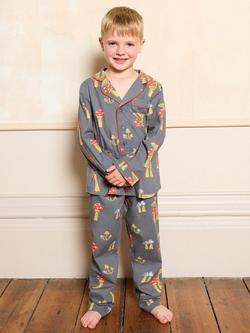 Their Nibs Kids' Cotton Long Sleeved Printed Pyjama Set, Charcoal