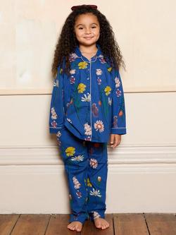 Their Nibs Kids' Cotton Long Sleeved Printed Pyjama Set, Navy, Navy