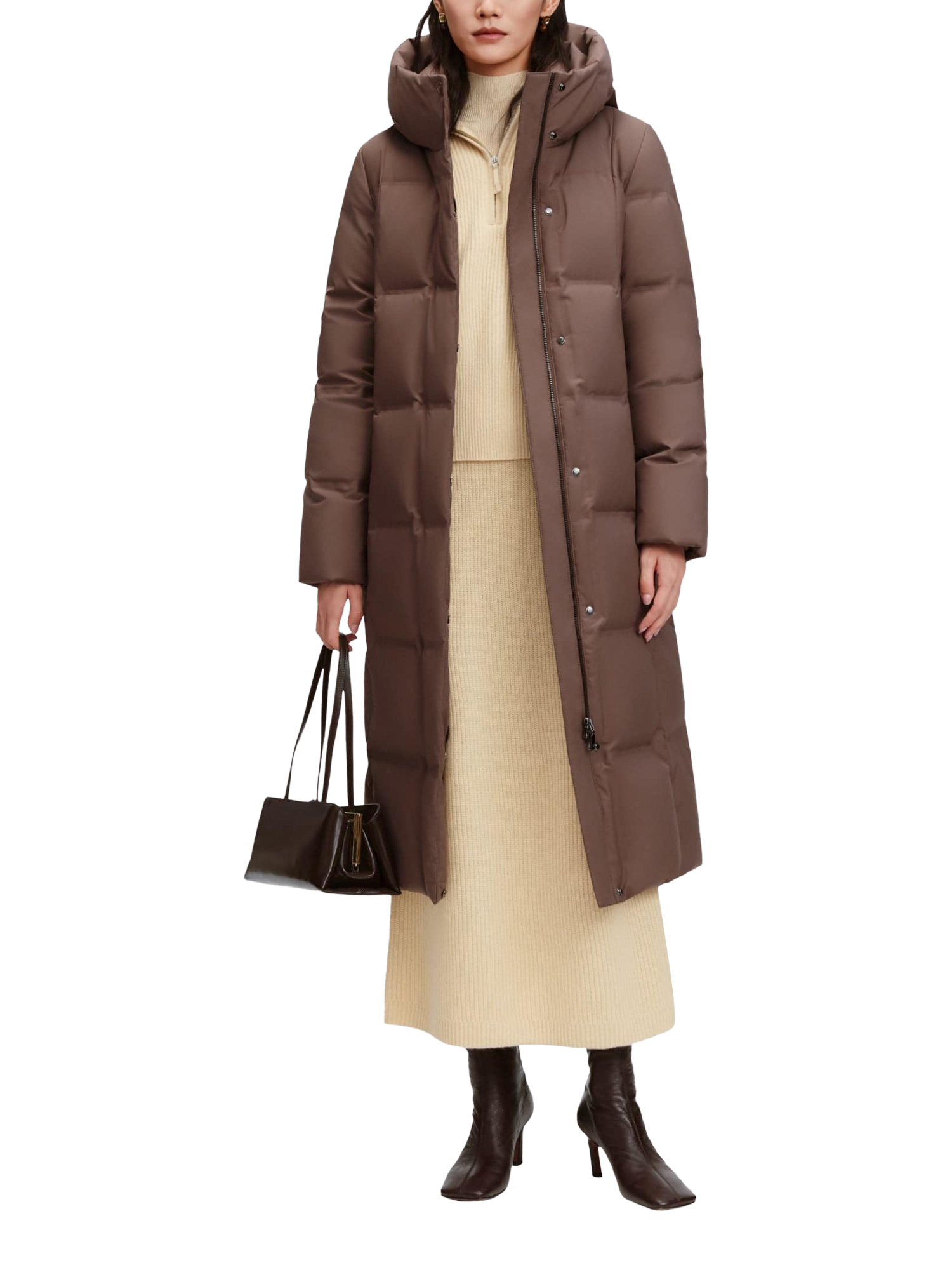 Product image 3 of 5, which shows Bosideng Long Goose Down Hooded Coat, Latte, 14