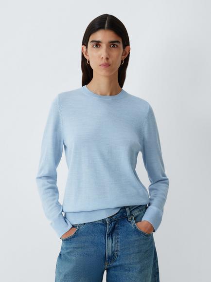 John Lewis Merino Wool Crew Neck Jumper, Pale Blue, Pale Blue
