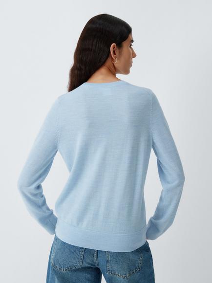 John Lewis Merino Wool Crew Neck Jumper, Pale Blue - view 2, Pale Blue