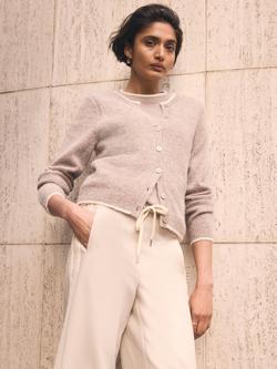 Mint Velvet Crew Neck Layered Cardigan, Natural, Natural