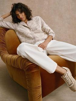 Mint Velvet Embroidered Knit Cardigan, Natural - view 2, Natural